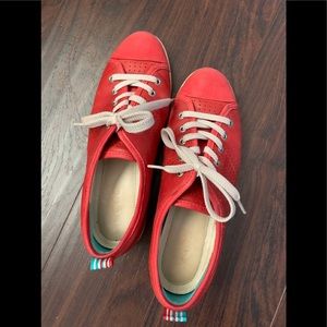 Ecco Red Leather Sneakers/Tennis Shoes